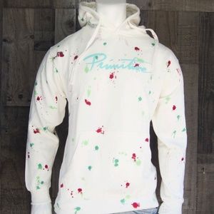 NEW Primitive Apparel White Washed Mens Sport Fleece Pullover Hoodie